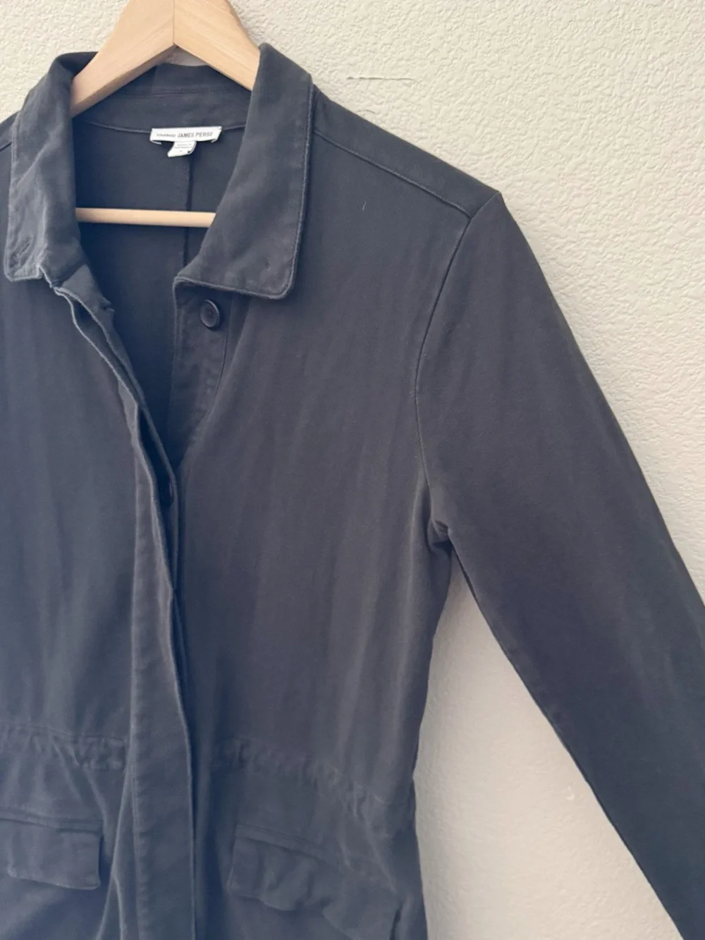 James Perse 100% Cotton Field Utility Military Jacket Large Washed Black Casual - Picture 5 of 9
